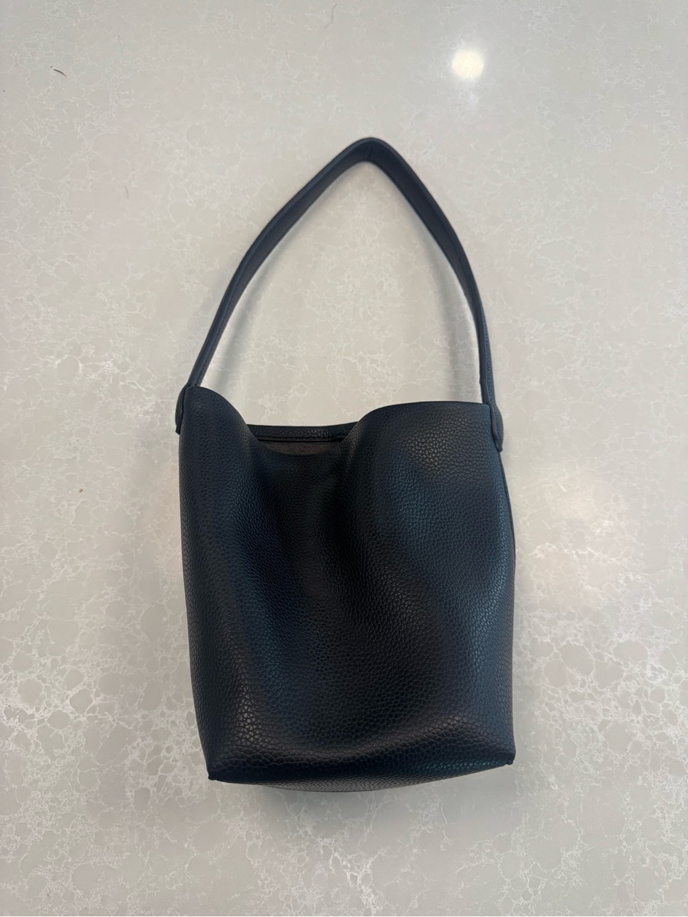 Minimalist Black Pebbled Shoulder Bag for Women